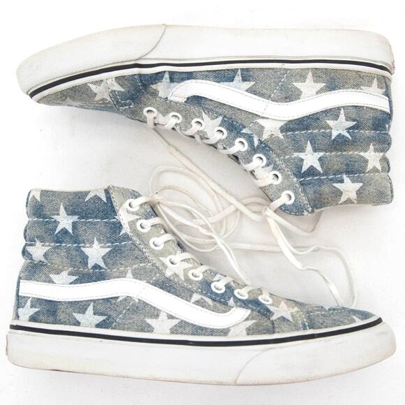 Vans SK8-Hi Tapered Denim Destroy Star Print Sneaker Size Women's 5.5 Men's 4 - Picture 6 of 10